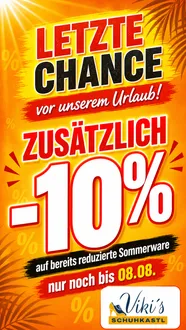 Plakat: Letzte Chance vor unserem Urlaub